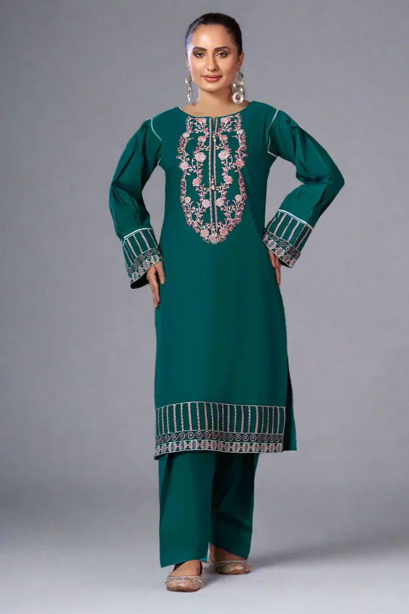 2PC Embroidered Unstitched Cambric Suit KSTE-2861 Embroidered KHAS STORES 