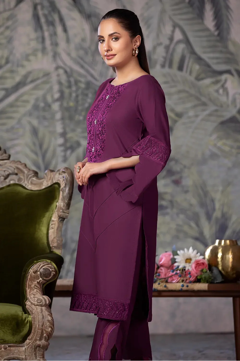 2PC Embroidered Unstitched Cambric Suit KSTE-2862 Embroidered KHAS STORES 