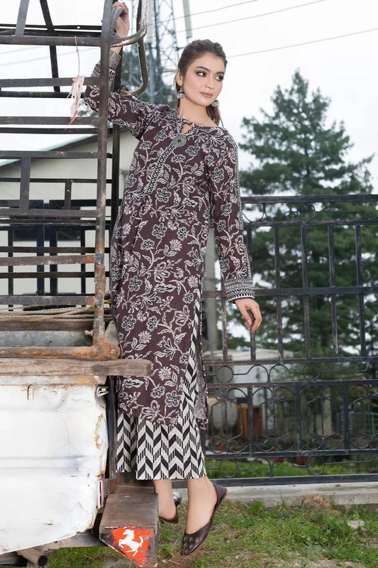 2PC Printed Unstitched Khaddar Shirt & Trouser KKH-3620 Printed KHAS STORES 