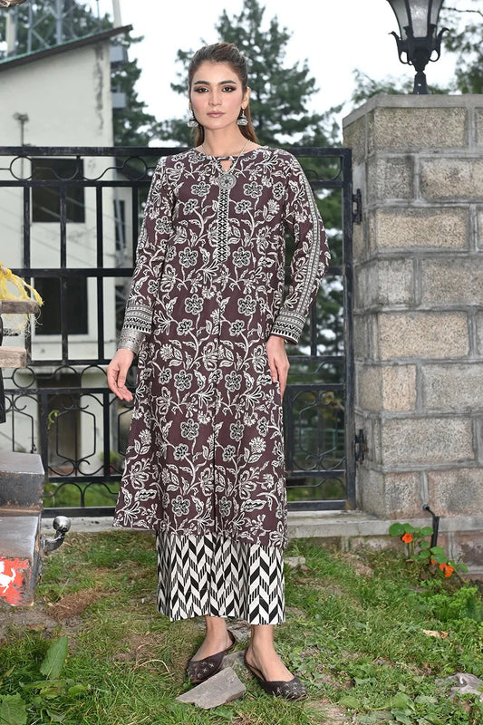 2PC Printed Unstitched Khaddar Shirt & Trouser KKH-3620 Printed KHAS STORES 
