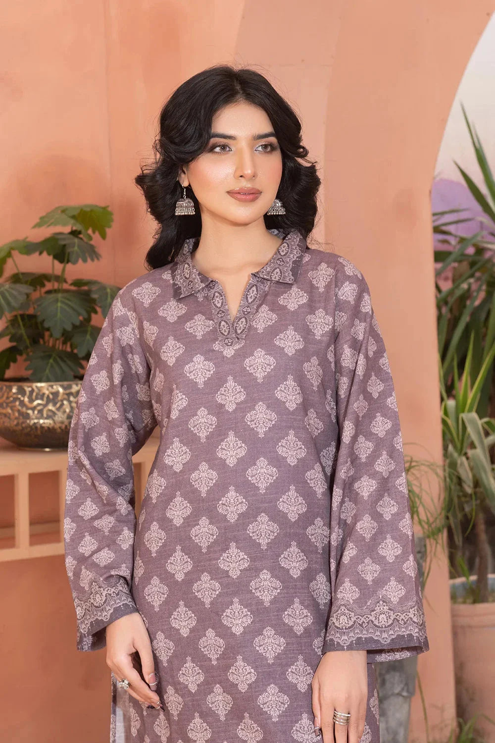 2PC Printed Unstitched Khaddar Shirt & Trouser KKH-3665 Printed KHAS STORES 