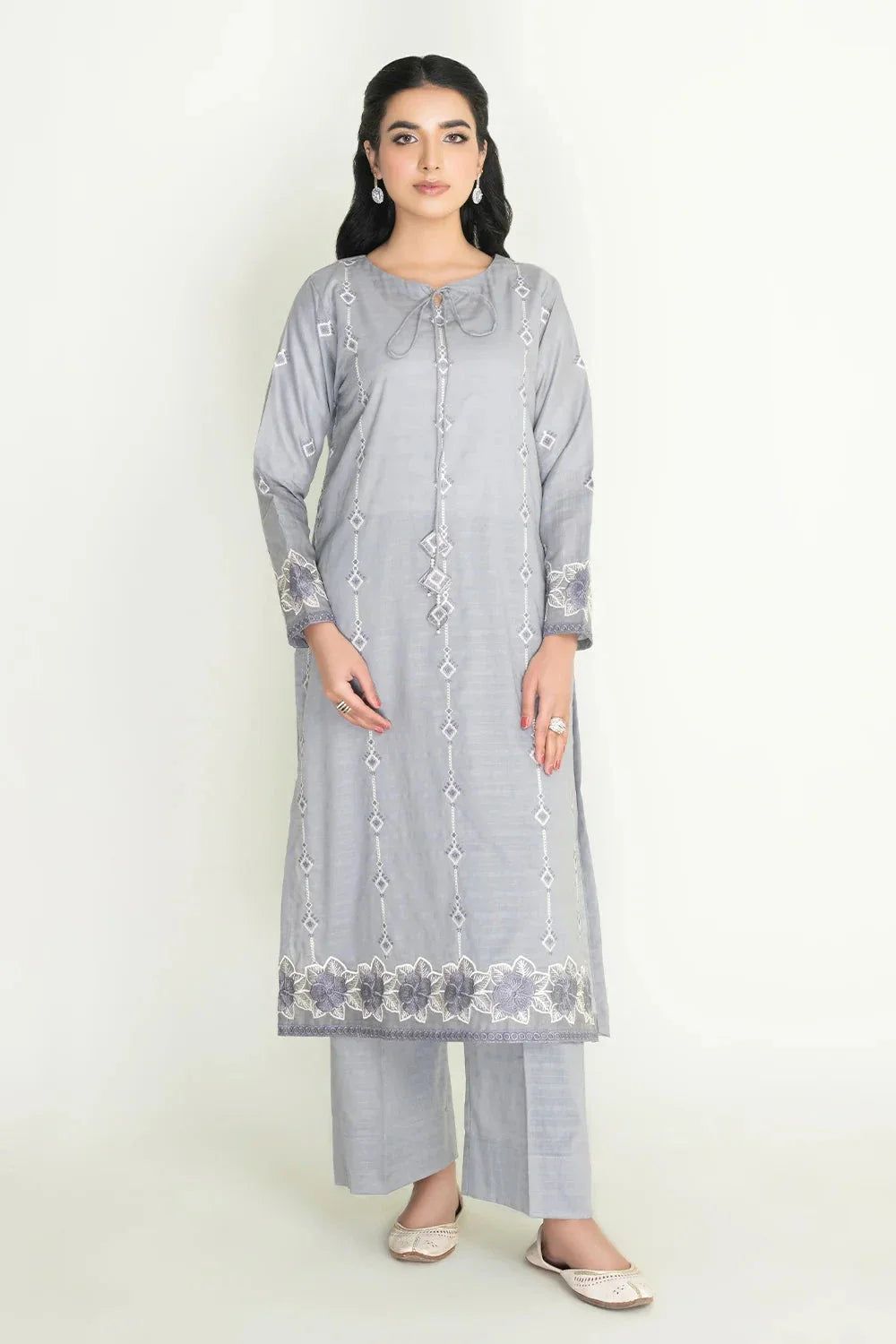 2PC Stitched Embroidered Lawn Shirt & Trouser | RKTE-3855 Embroidered KHAS STORES 