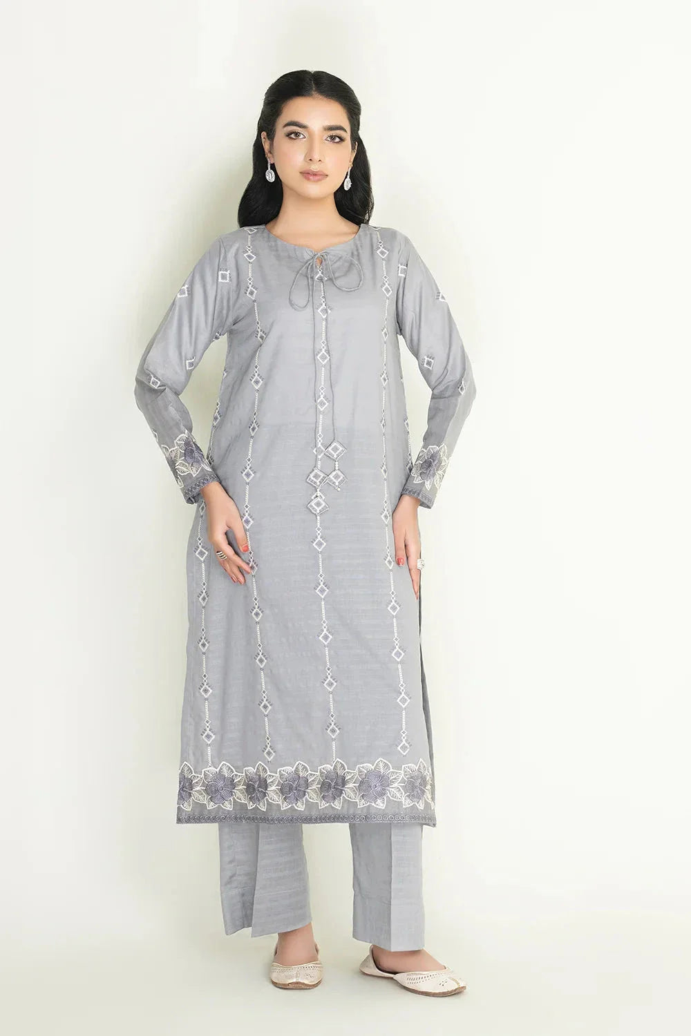 2PC Stitched Embroidered Lawn Shirt & Trouser | RKTE-3855 Embroidered KHAS STORES 