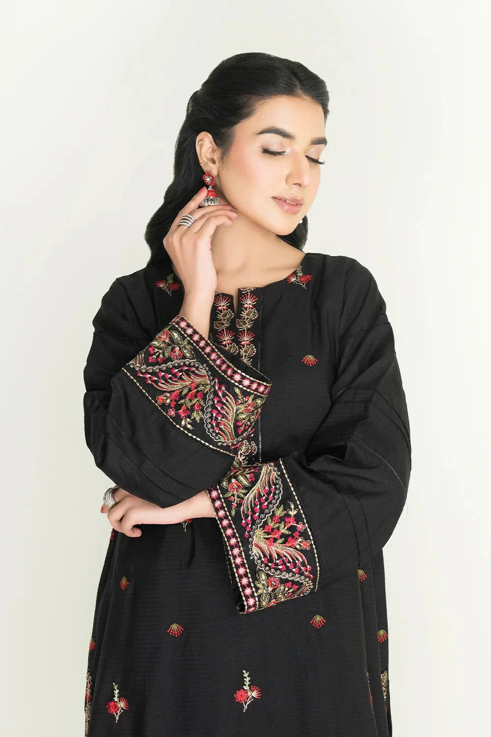 2PC Stitched Embroidered Lawn Shirt & Trouser | RKTE-3857 Embroidered KHAS STORES 