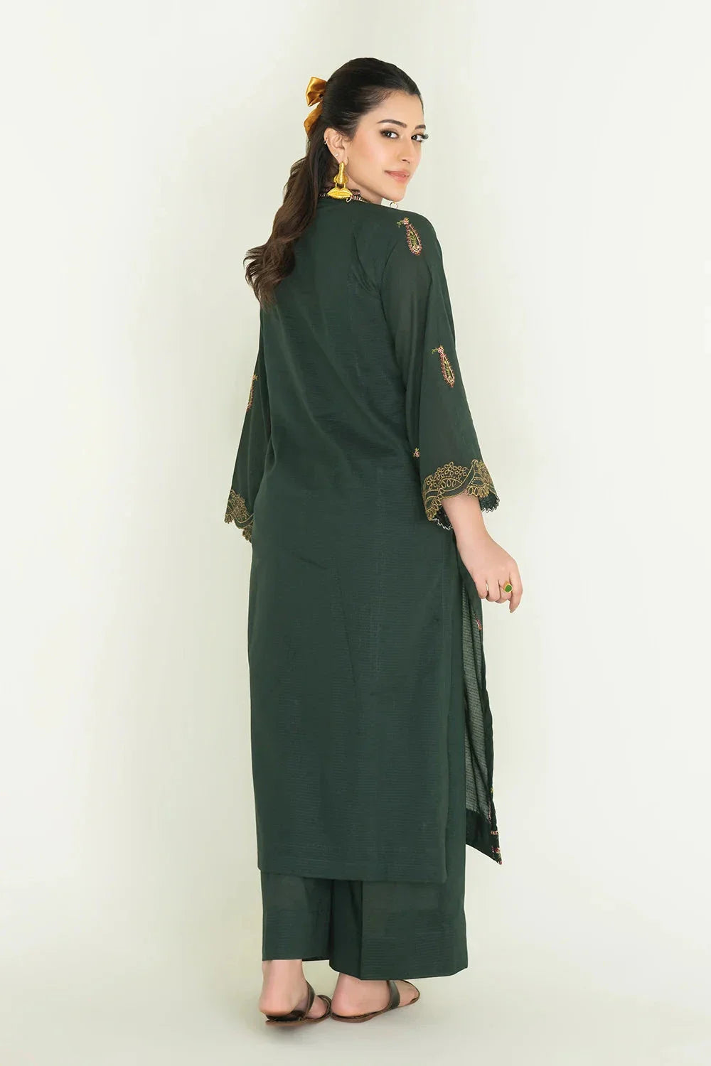 2PC Stitched Embroidered Lawn Shirt & Trouser | RKTE-3858 Embroidered KHAS STORES 