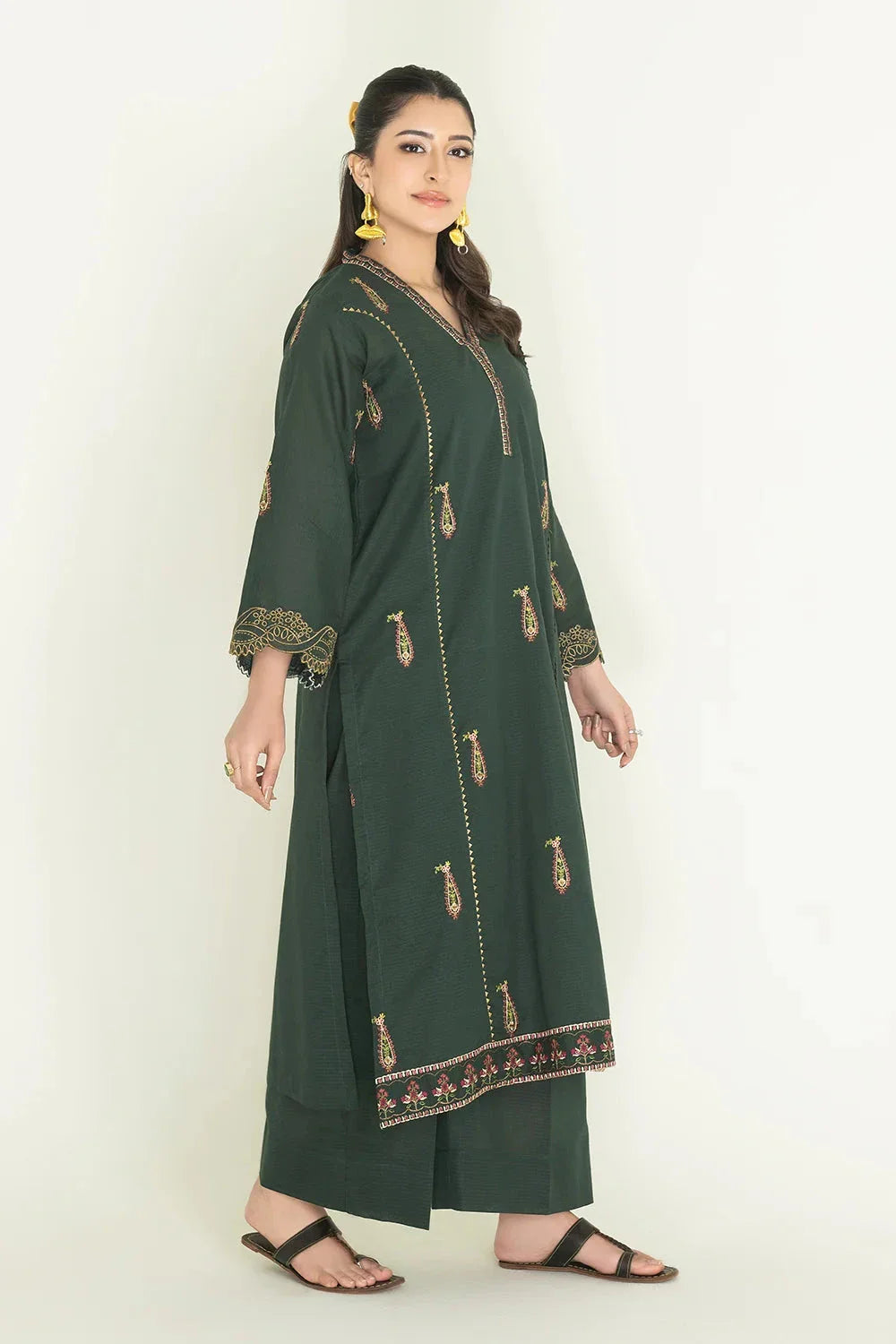2PC Stitched Embroidered Lawn Shirt & Trouser | RKTE-3858 Embroidered KHAS STORES 