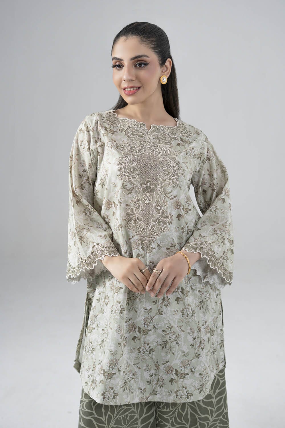 2PC Stitched Embroidered Lawn Shirt & Trouser | RTW-RKTE-4030 Embroidered KHAS STORES 