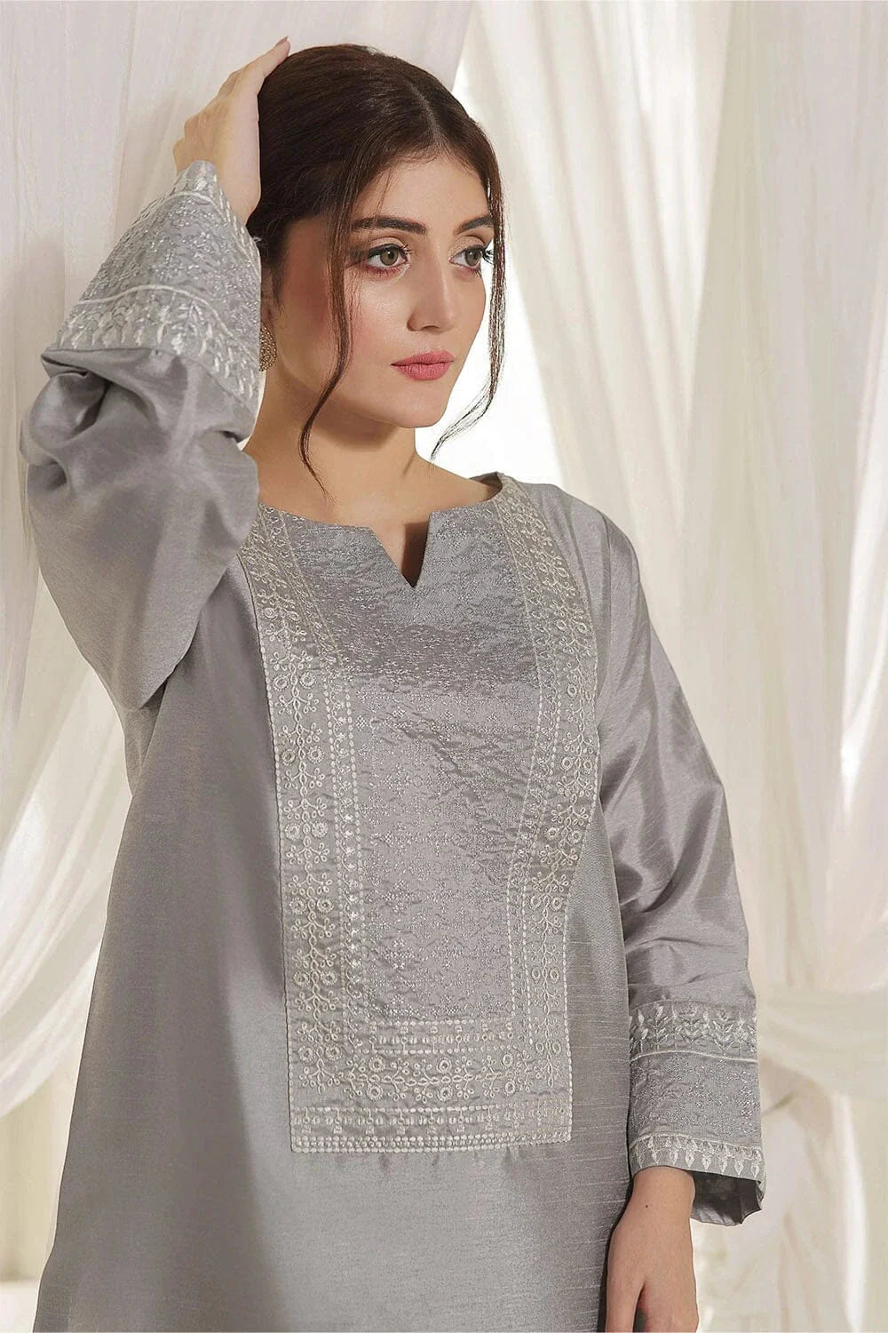 2PC Stitched Embroidered Silk Shirt & Trouser KFSE-2367 KHAS STORES 