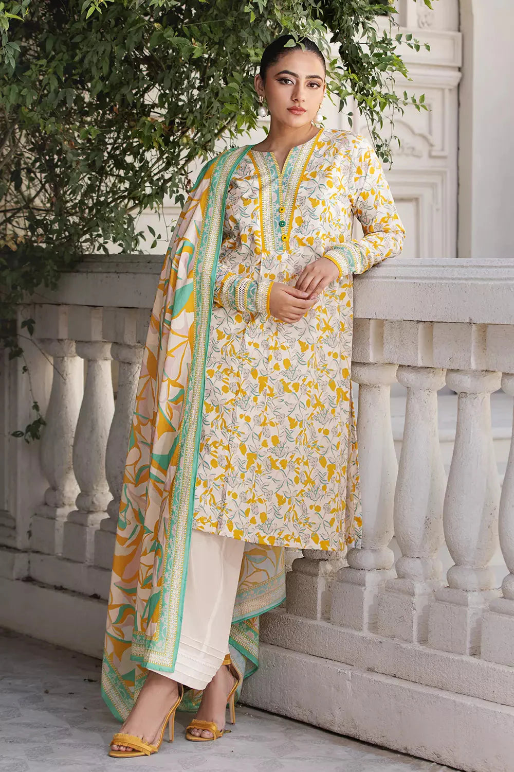 2PC Stitched Printed Lawn Shirt and Dupatta KSD-2673 Printed KHAS STORES 