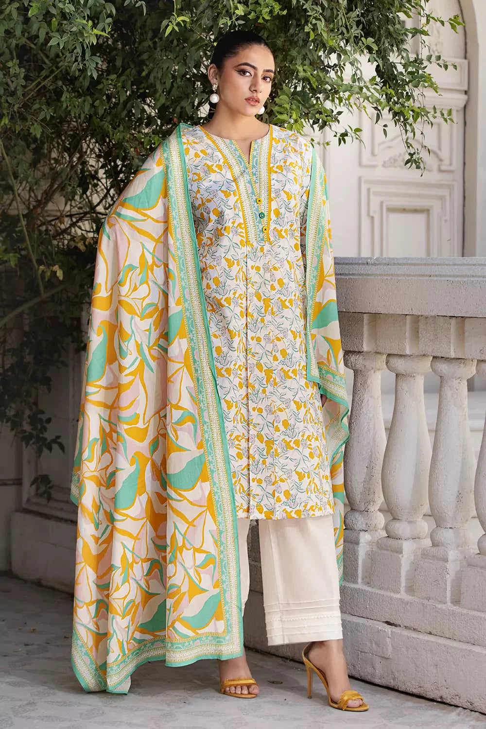 2PC Stitched Printed Lawn Shirt and Dupatta KSD-2673 Printed KHAS STORES 