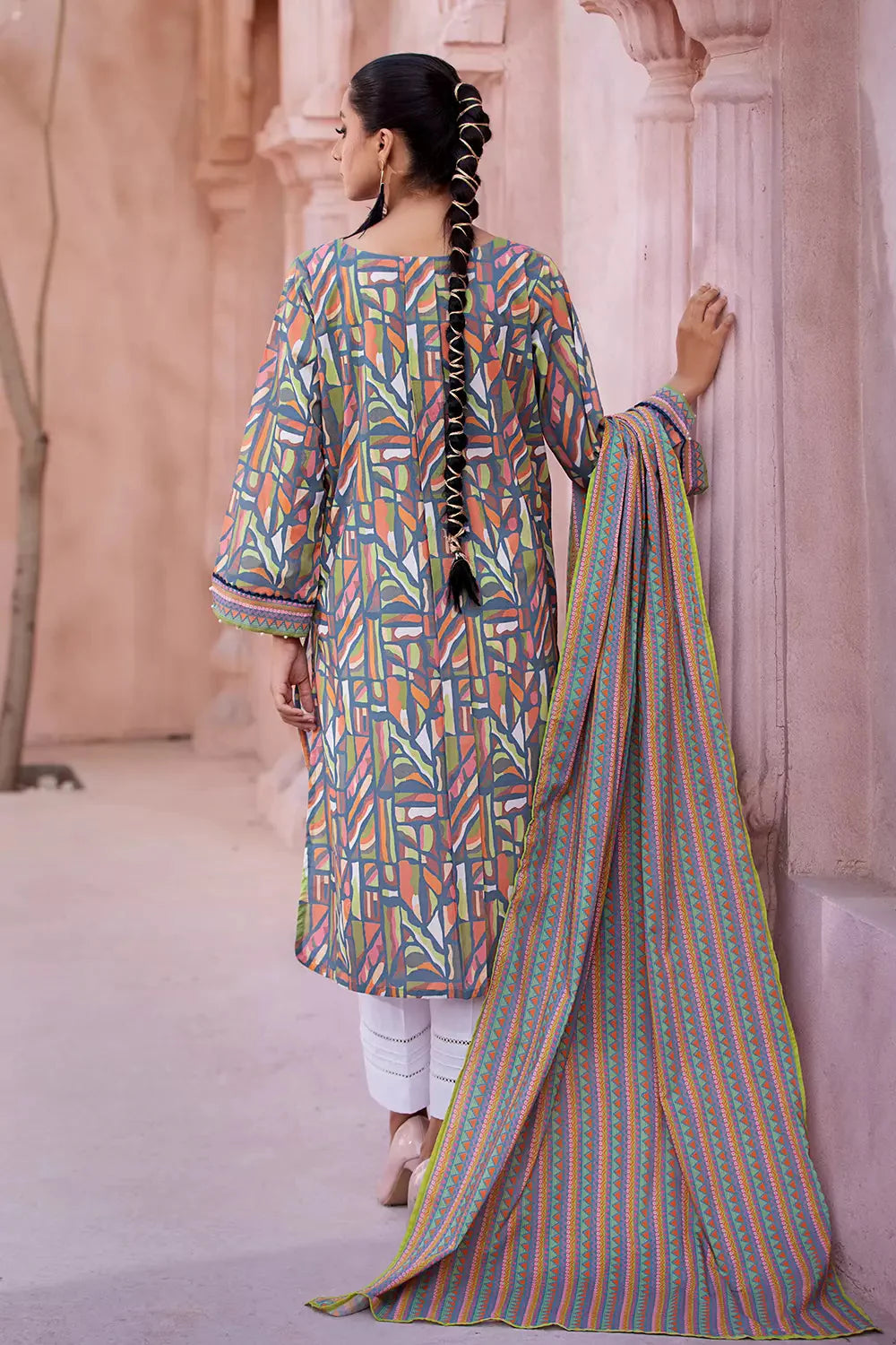 2PC Stitched Printed Lawn Shirt and Dupatta KSD-2674 Printed KHAS STORES 