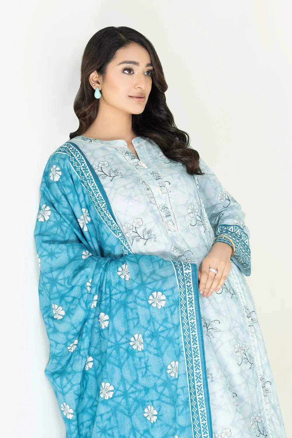 2PC Stitched Printed Lawn Shirt & Dupatta | RTW-KSD-3871 Printed KHAS STORES 