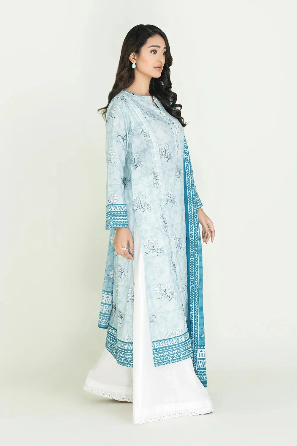 2PC Stitched Printed Lawn Shirt & Dupatta | RTW-KSD-3871 Printed KHAS STORES 