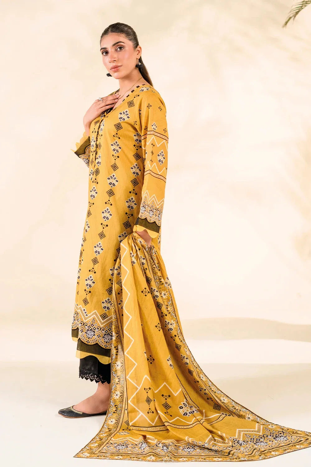 2PC Stitched Printed Lawn Shirt & Dupatta | RTW-KSD-3874 Printed KHAS STORES 