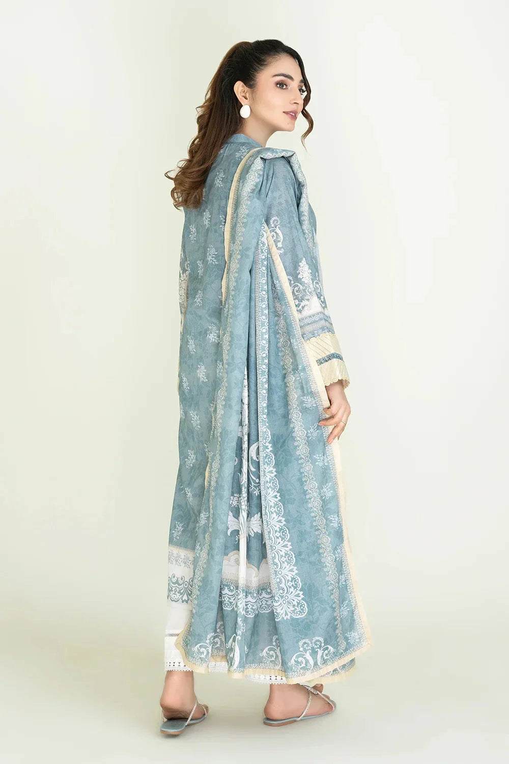 2PC Stitched Printed Lawn Shirt & Dupatta | RTW-KSD-3877 Printed KHAS STORES 