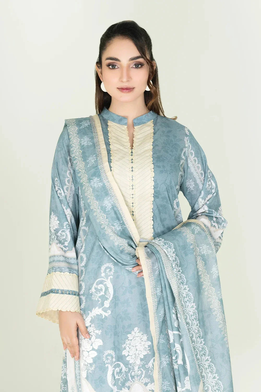 2PC Stitched Printed Lawn Shirt & Dupatta | RTW-KSD-3877 Printed KHAS STORES 