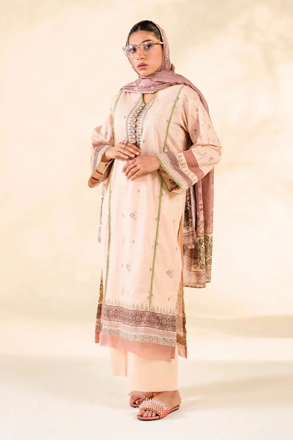 2PC Stitched Printed Lawn Shirt & Dupatta | RTW-KSD-3878 Printed KHAS STORES 