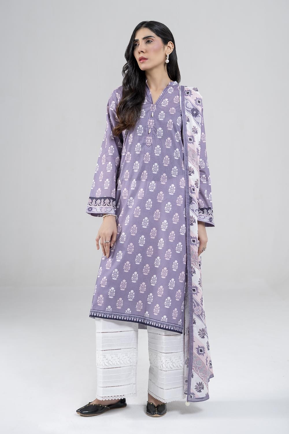 2PC Stitched Printed Lawn Shirt & Dupatta | RTW-KSD-4036 Printed KHAS STORES 