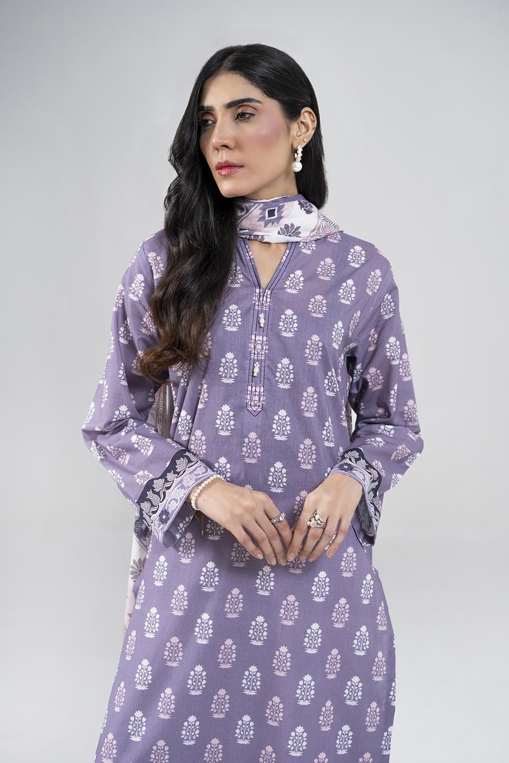 2PC Stitched Printed Lawn Shirt & Dupatta | RTW-KSD-4036 Printed KHAS STORES 