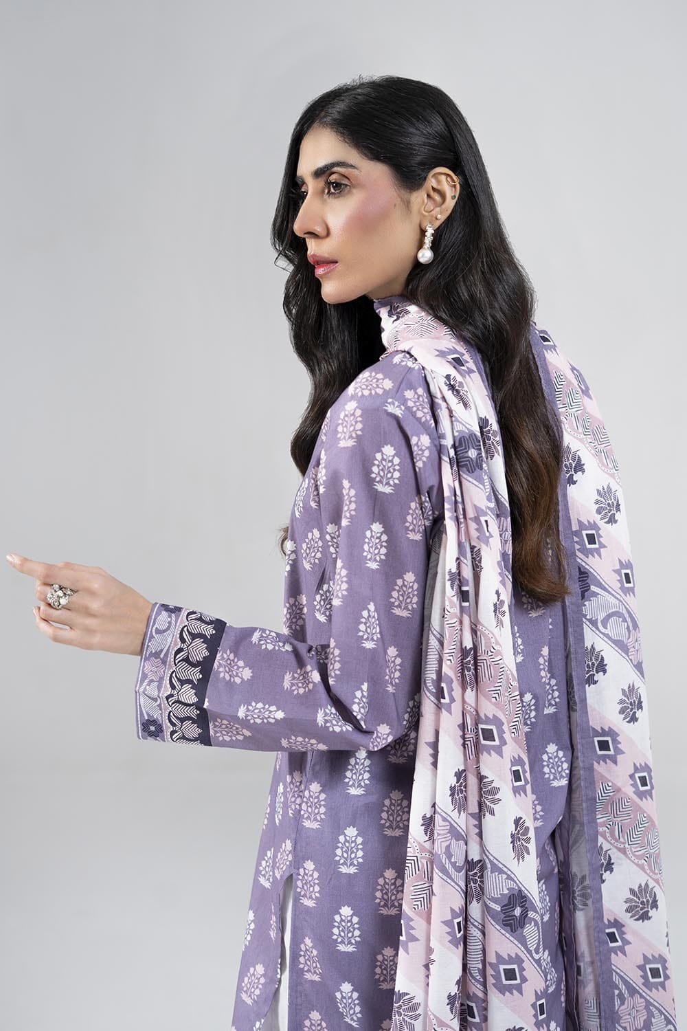 2PC Stitched Printed Lawn Shirt & Dupatta | RTW-KSD-4036 Printed KHAS STORES 