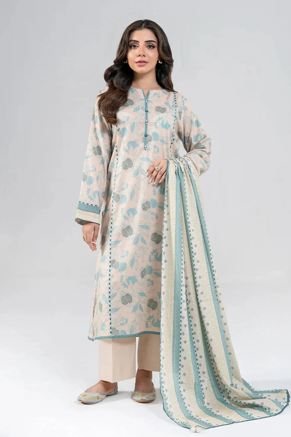 2PC Stitched Printed Lawn Shirt & Dupatta | RTW-KSD-4037 Printed KHAS STORES 