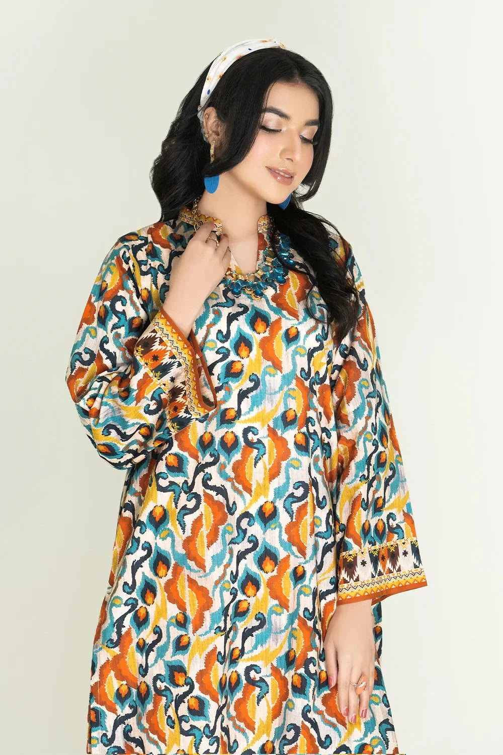 2PC Stitched Printed Lawn Shirt & Trouser | RTW-KST-3460 Printed KHAS STORES 