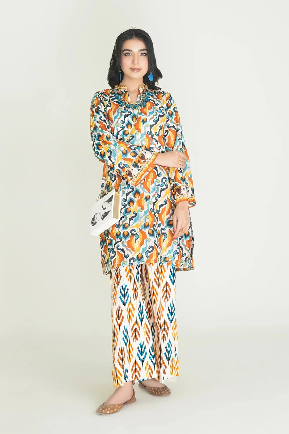 2PC Stitched Printed Lawn Shirt & Trouser | RTW-KST-3460 Printed KHAS STORES 