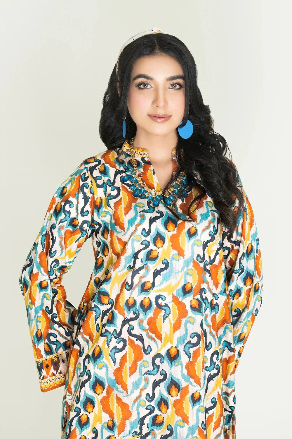 2PC Stitched Printed Lawn Shirt & Trouser | RTW-KST-3460 Printed KHAS STORES 