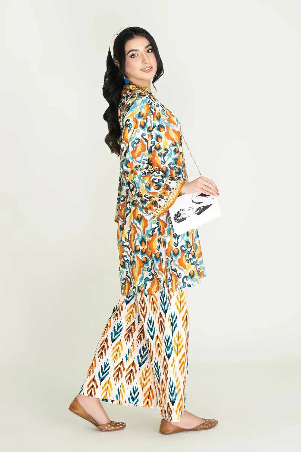 2PC Stitched Printed Lawn Shirt & Trouser | RTW-KST-3460 Printed KHAS STORES 