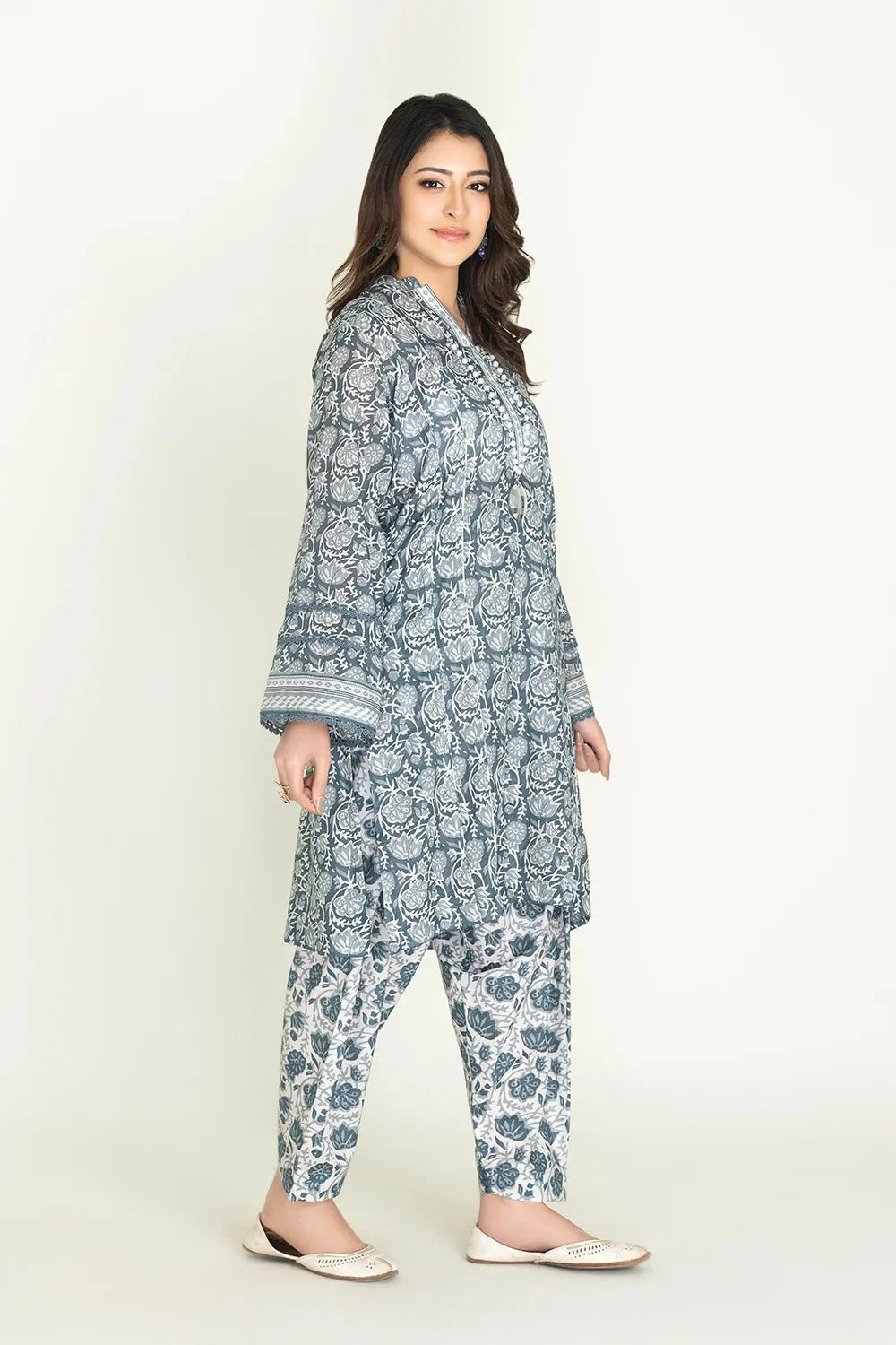 2PC Stitched Printed Lawn Shirt & Trouser | RTW-KST-3846 Printed KHAS STORES 