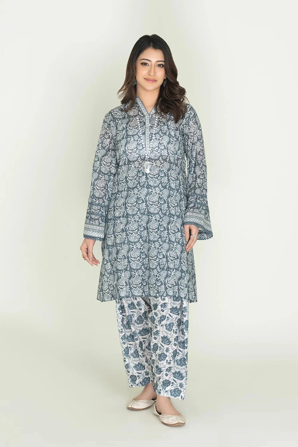2PC Stitched Printed Lawn Shirt & Trouser | RTW-KST-3846 Printed KHAS STORES 