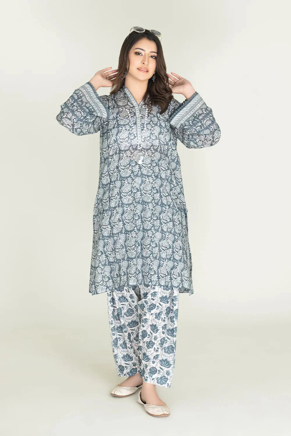 2PC Stitched Printed Lawn Shirt & Trouser | RTW-KST-3846 Printed KHAS STORES 