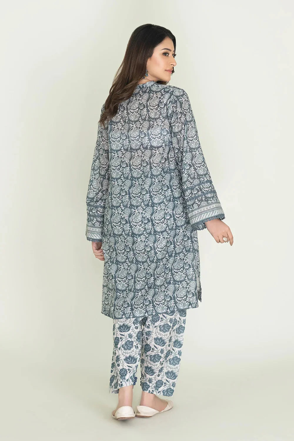 2PC Stitched Printed Lawn Shirt & Trouser | RTW-KST-3846 Printed KHAS STORES 
