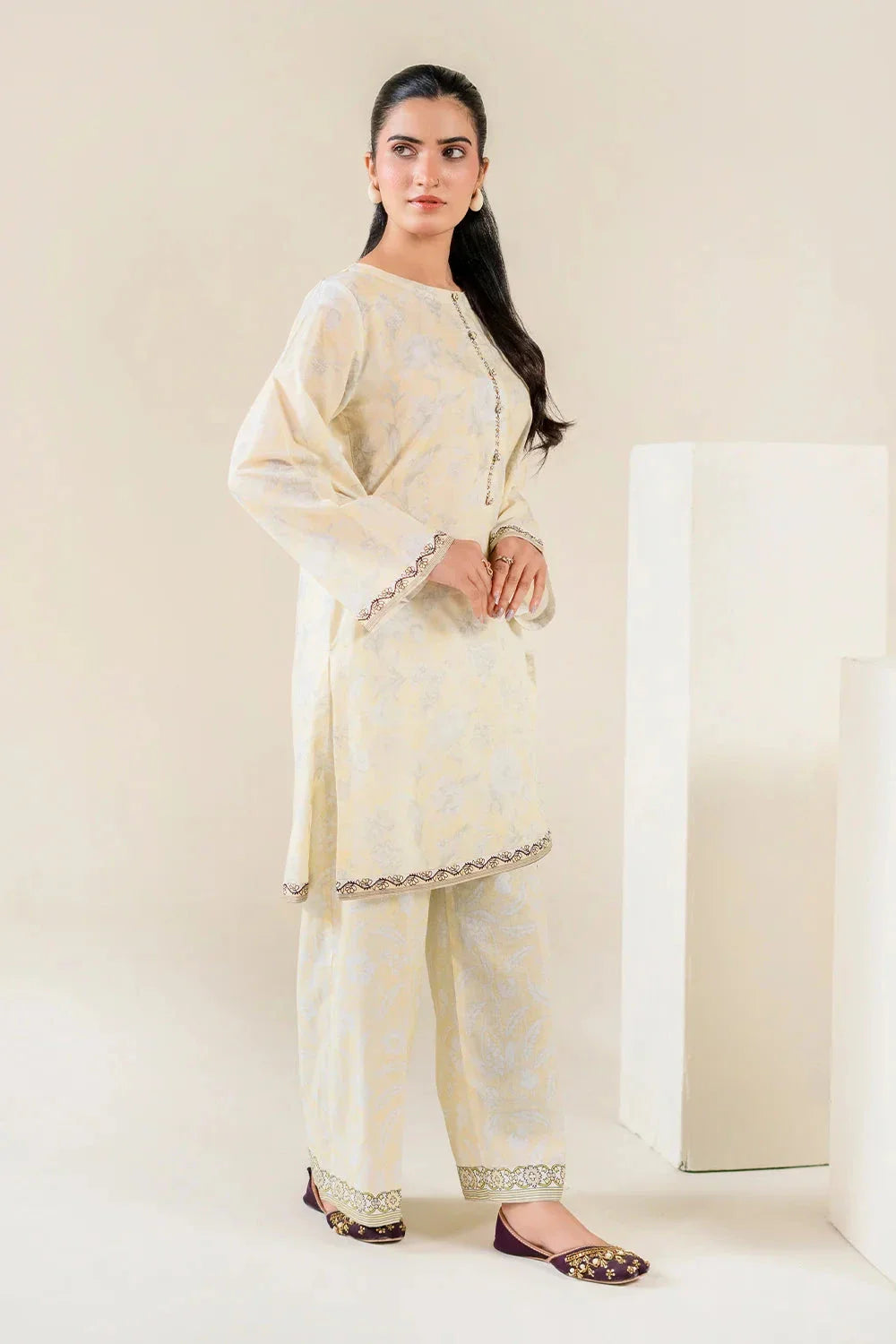 2PC Stitched Printed Lawn Shirt & Trouser | RTW-KST-3850 Printed KHAS STORES 
