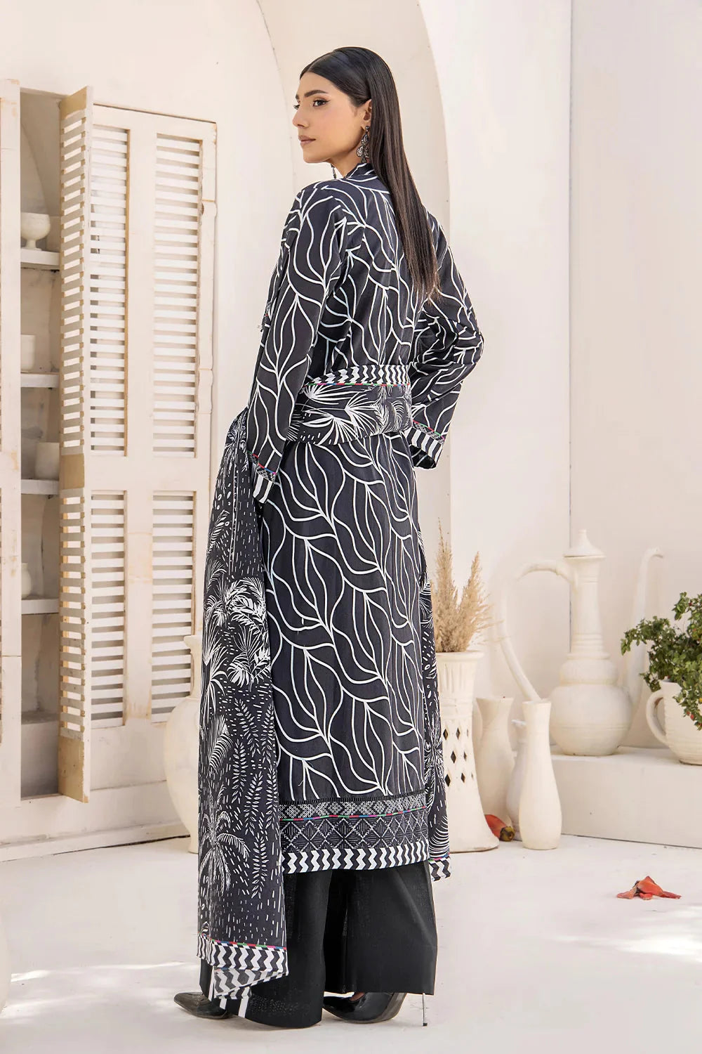 2PC Unstitched Printed Lawn Shirt and Dupatta KSD-2483 Printed KHAS STORES 