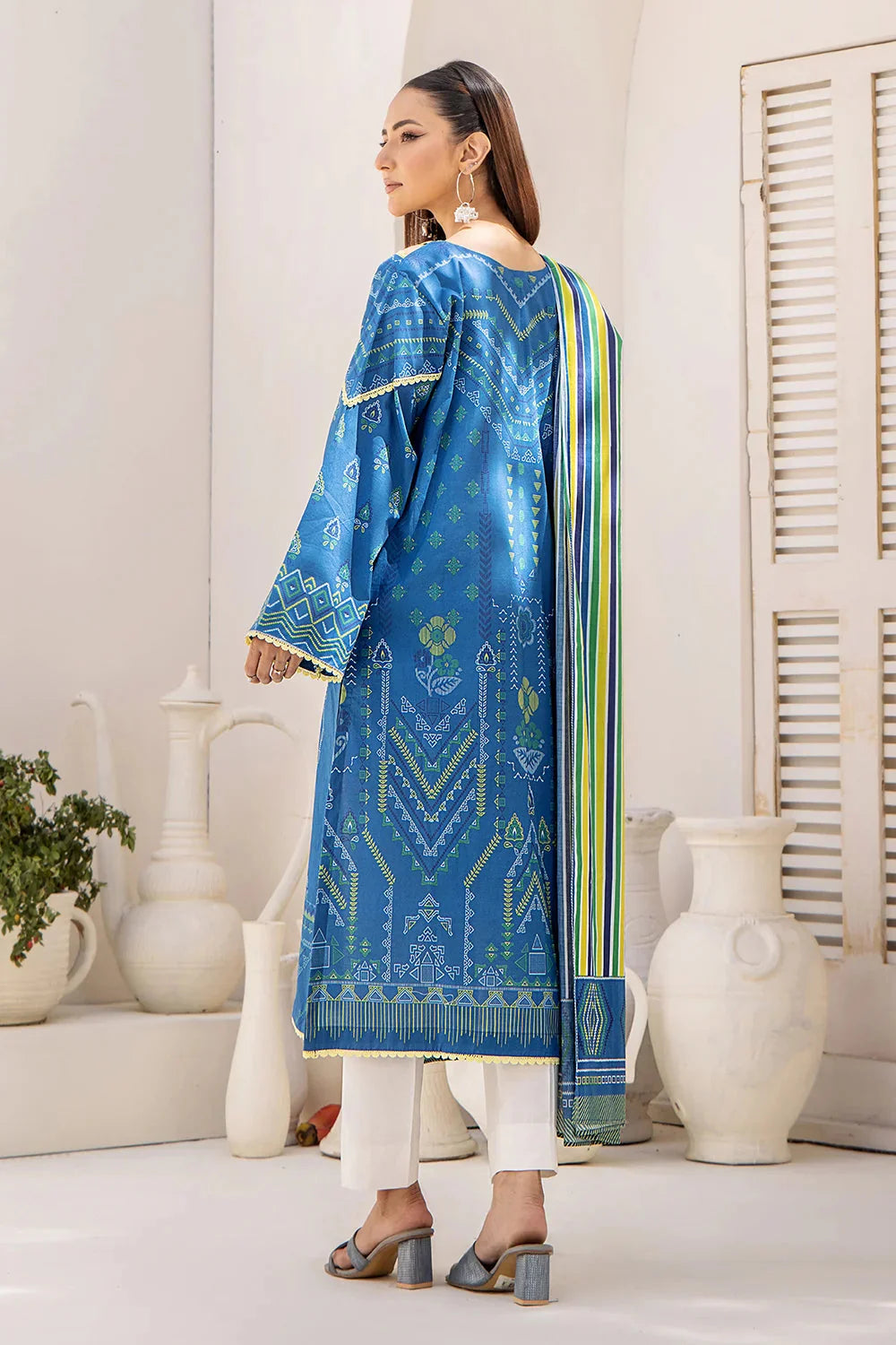 2PC Unstitched Printed Lawn Shirt and Dupatta KSD-2484 Printed KHAS STORES 