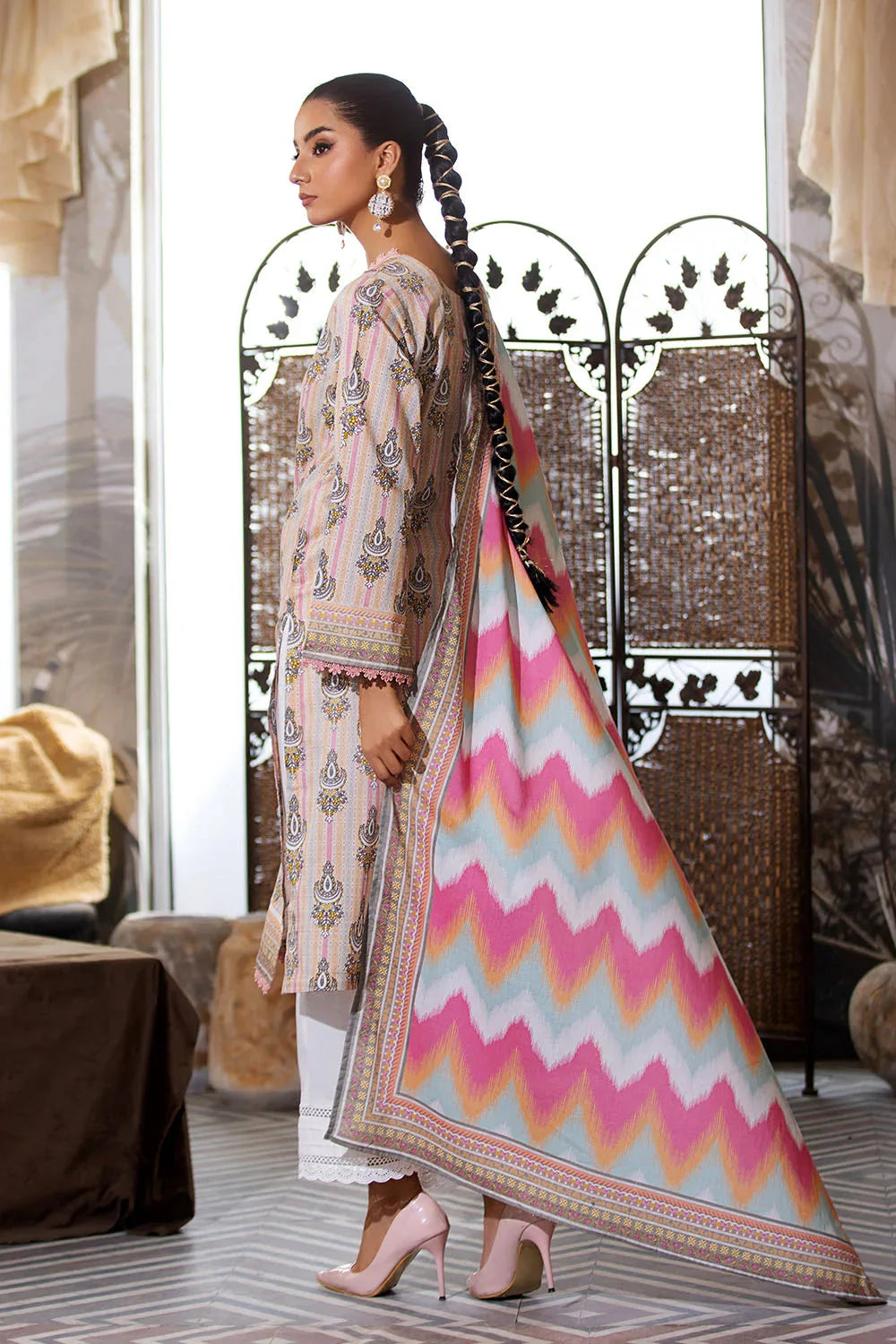 2PC Unstitched Printed Lawn Shirt and Dupatta KSD-2659 Printed KHAS STORES 