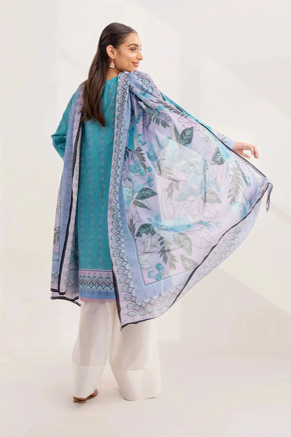 2PC Unstitched Printed Lawn Shirt and Dupatta KSD-3227 Printed KHAS STORES 