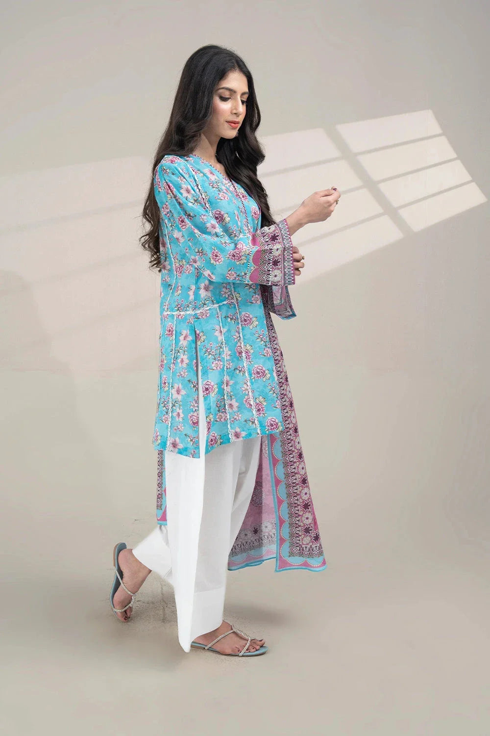 2PC Unstitched Printed Lawn Shirt and Dupatta KSD-3381 Printed KHAS STORES 