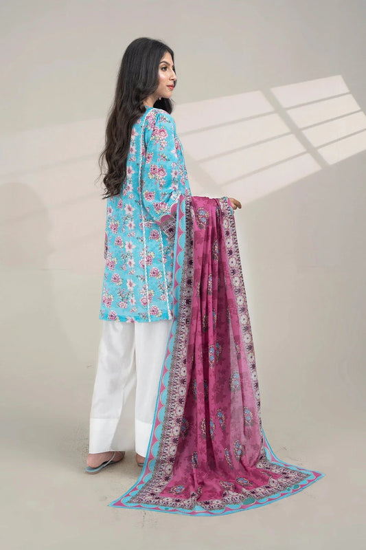 2PC Unstitched Printed Lawn Shirt and Dupatta KSD-3381 Printed KHAS STORES 