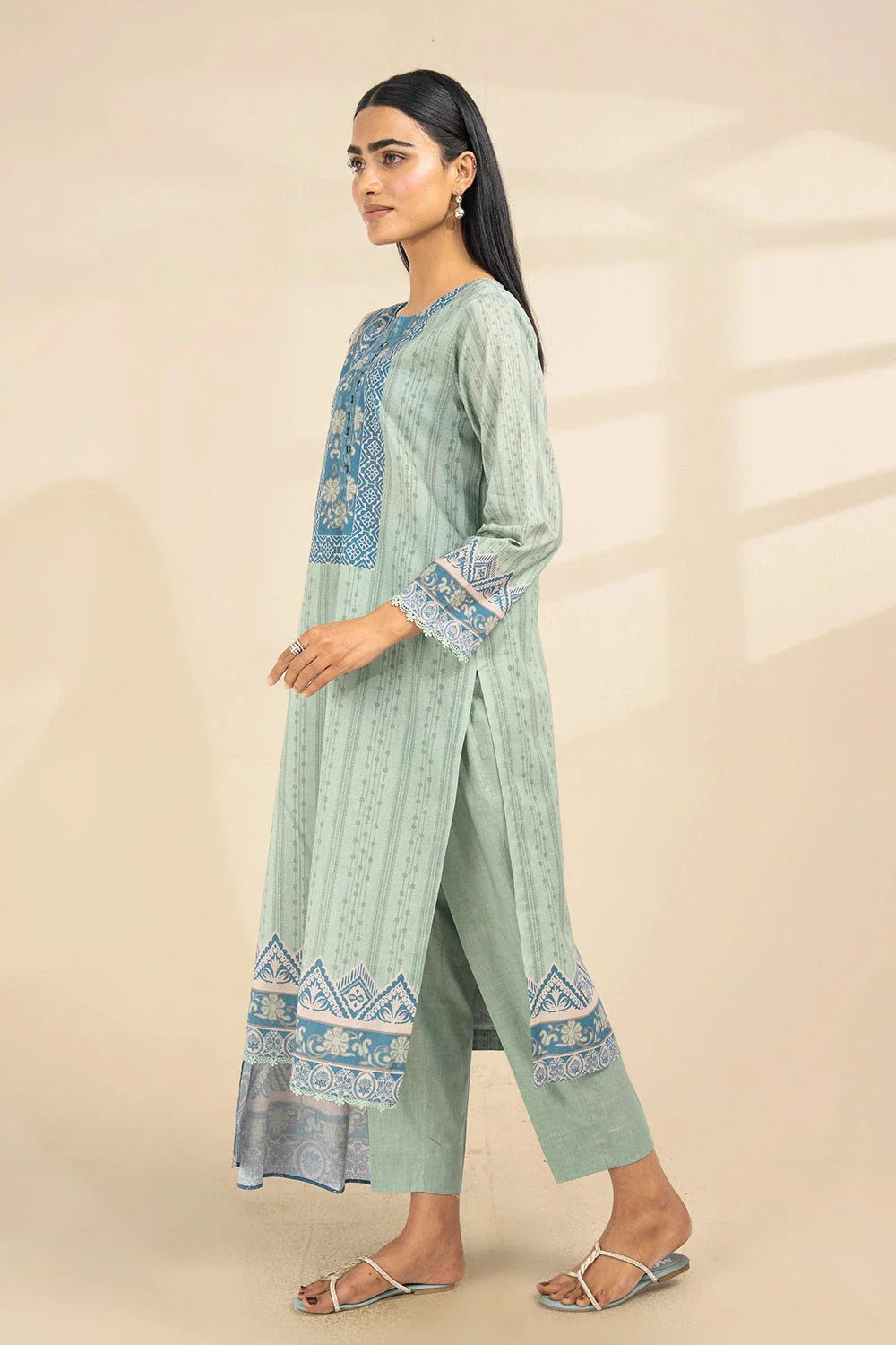 2PC Unstitched Printed Lawn Shirt and Dupatta KSD-3390 Printed KHAS STORES 