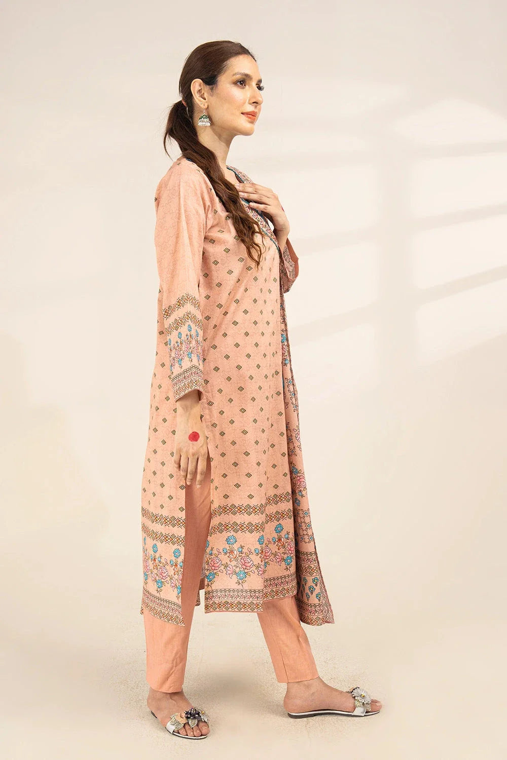 2PC Unstitched Printed Lawn Shirt and Dupatta KSD-3392 Printed KHAS STORES 
