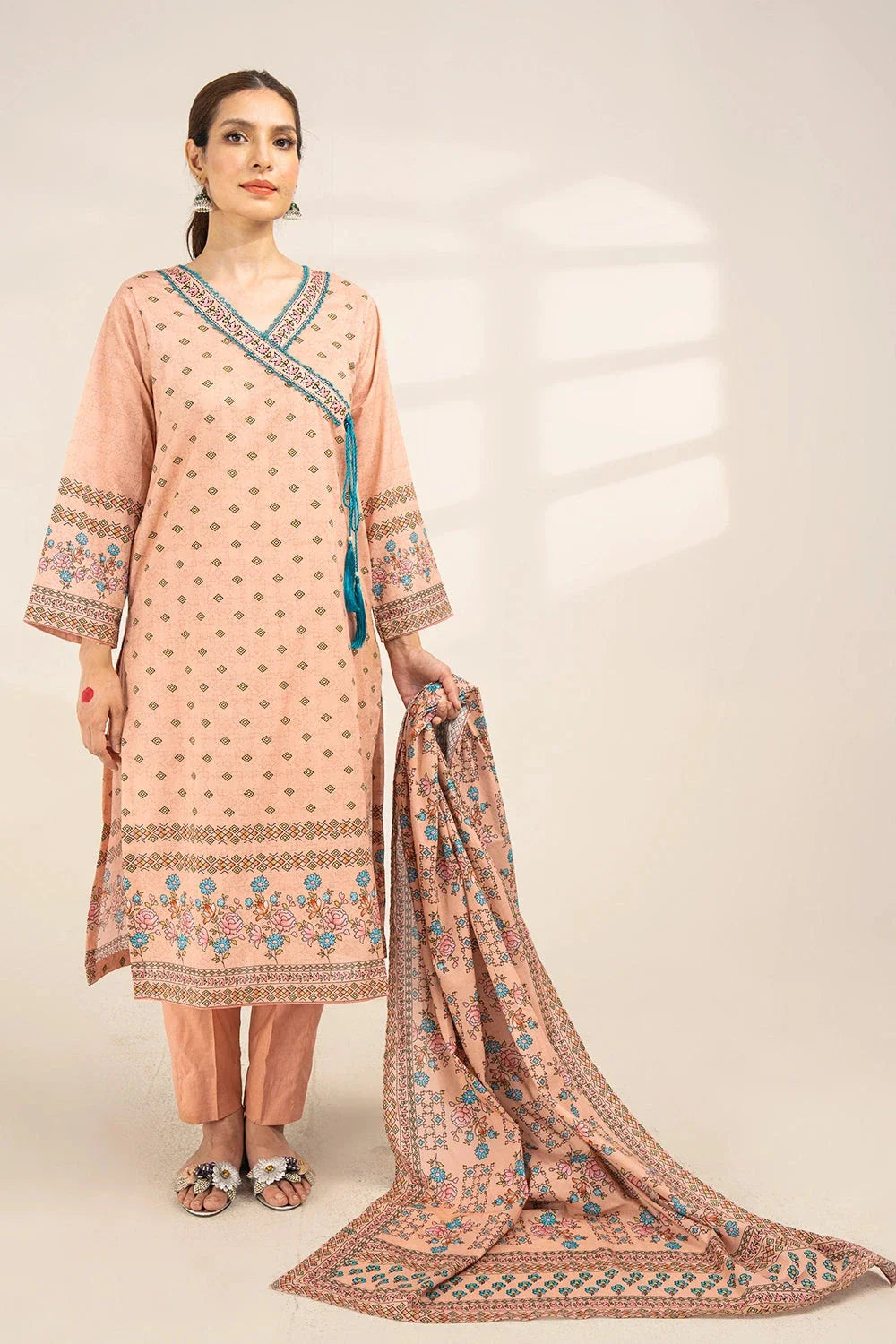 2PC Unstitched Printed Lawn Shirt and Dupatta KSD-3392 Printed KHAS STORES 