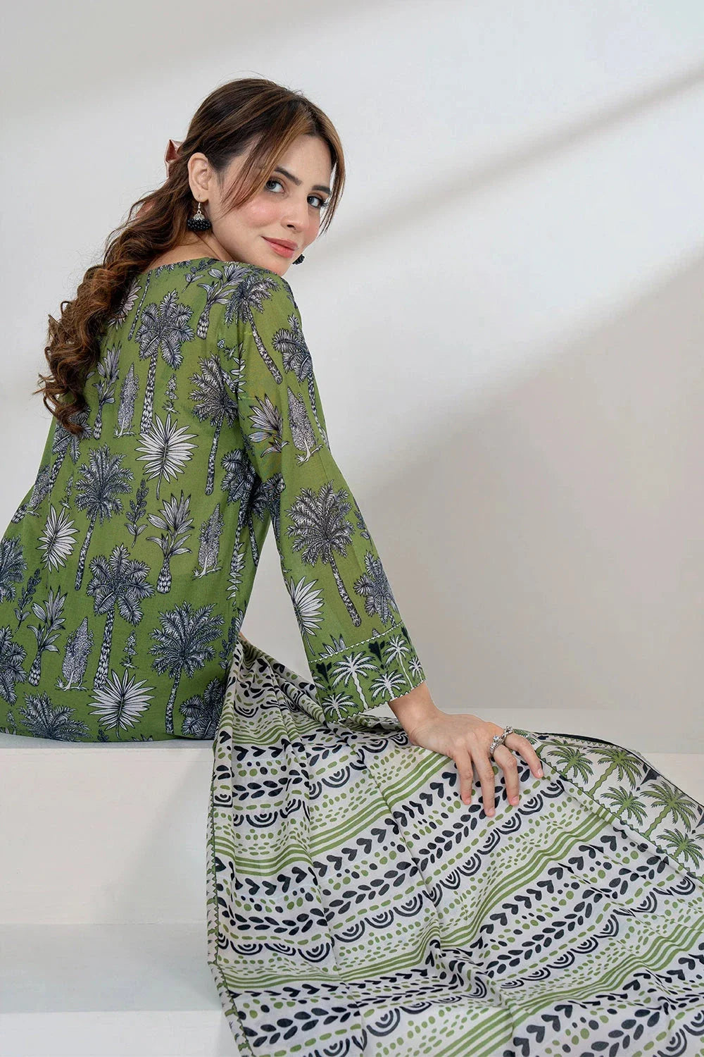 2PC Unstitched Printed Lawn Shirt and Dupatta KSD-3446 Printed KHAS STORES 