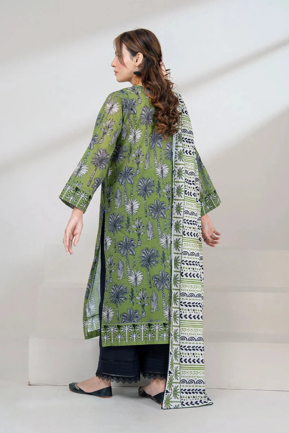 2PC Unstitched Printed Lawn Shirt and Dupatta KSD-3446 Printed KHAS STORES 