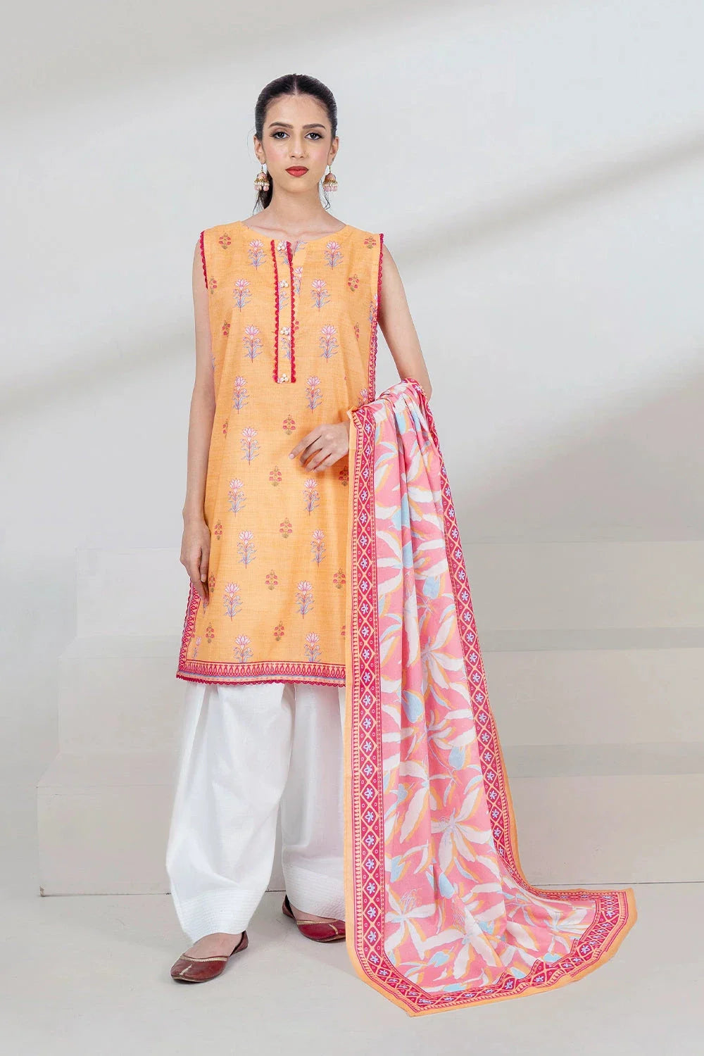 2PC Unstitched Printed Lawn Shirt and Dupatta KSD-3453 Printed KHAS STORES 