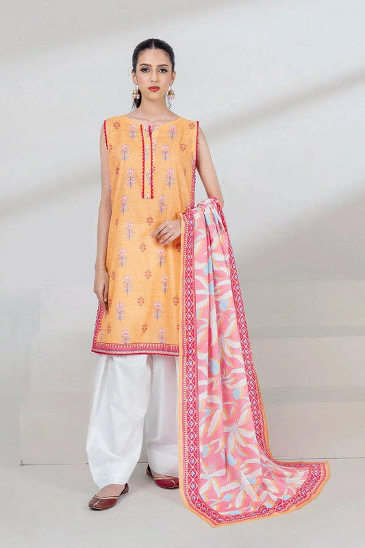 2PC Unstitched Printed Lawn Shirt and Dupatta KSD-3453 Printed KHAS STORES 