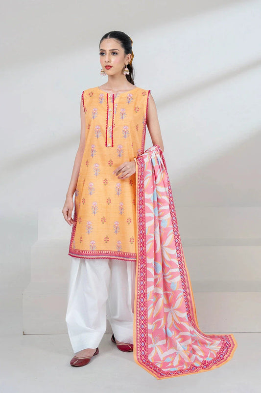 2PC Unstitched Printed Lawn Shirt and Dupatta KSD-3453 Printed KHAS STORES 