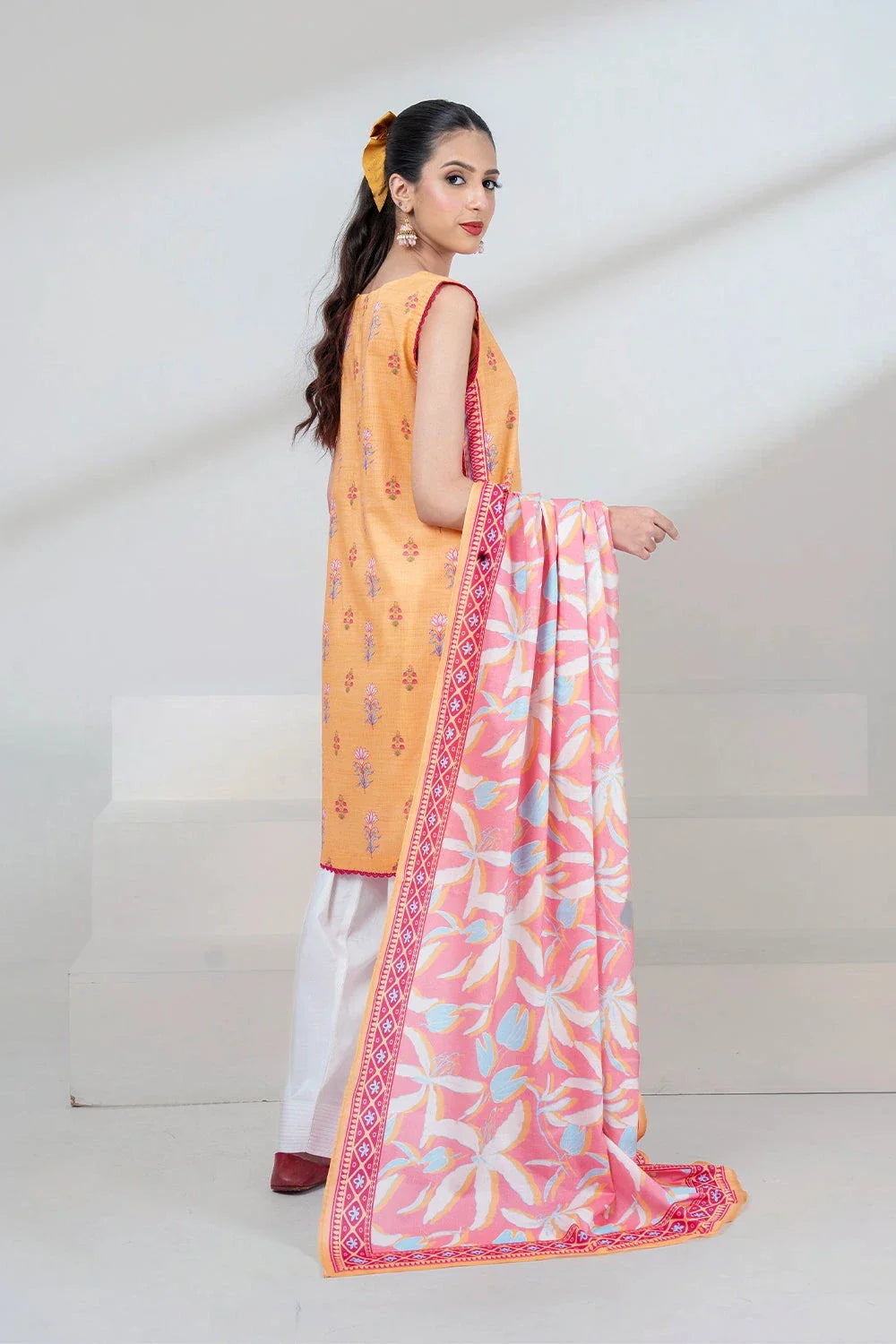 2PC Unstitched Printed Lawn Shirt and Dupatta KSD-3453 Printed KHAS STORES 