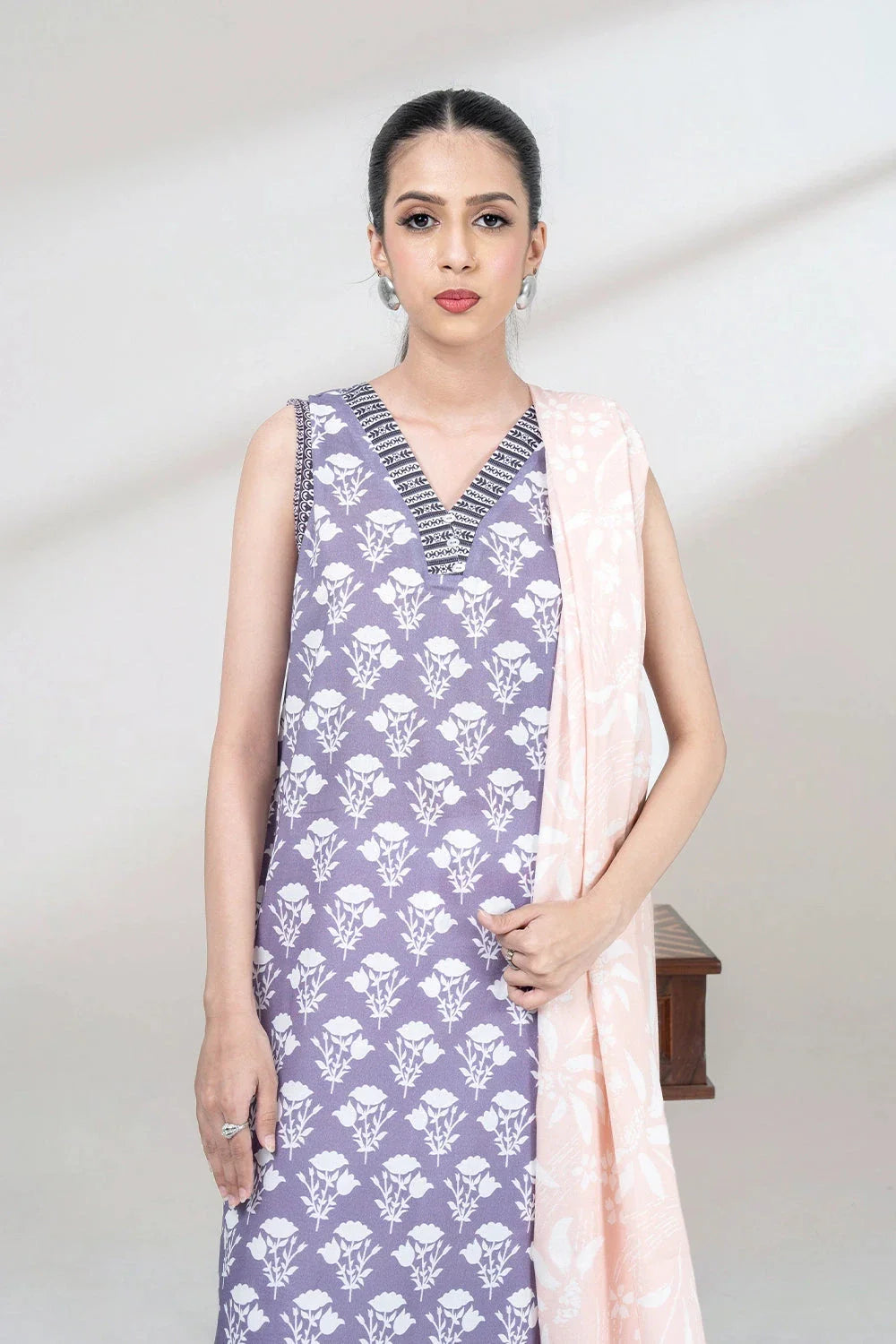 2PC Unstitched Printed Lawn Shirt and Dupatta KSD-3455 Printed KHAS STORES 